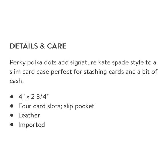 ▫️Kate Spade Blake Street Dot Lynleigh Card Case - Picture 3 of 3